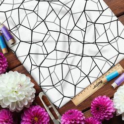 Ткань интерлок сплошная чёрная клетка на бежевом фоне