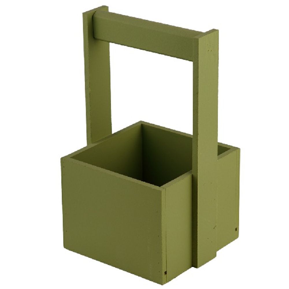 Ящик (дерево) 12,5x12,5xH23см с ручкой (Оливковый)
