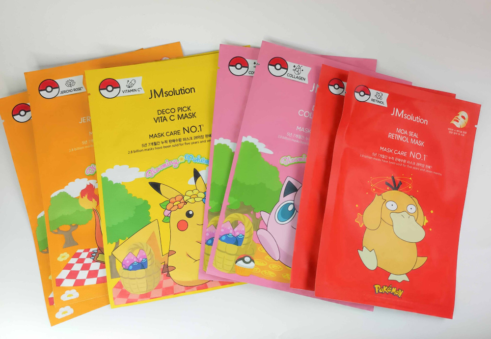 Набор тканевых масок для лица JMSOLUTION MASK X POKEMON,подарочный , 8шт
