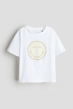 H&M Футболка оверсайз с принтом, белый