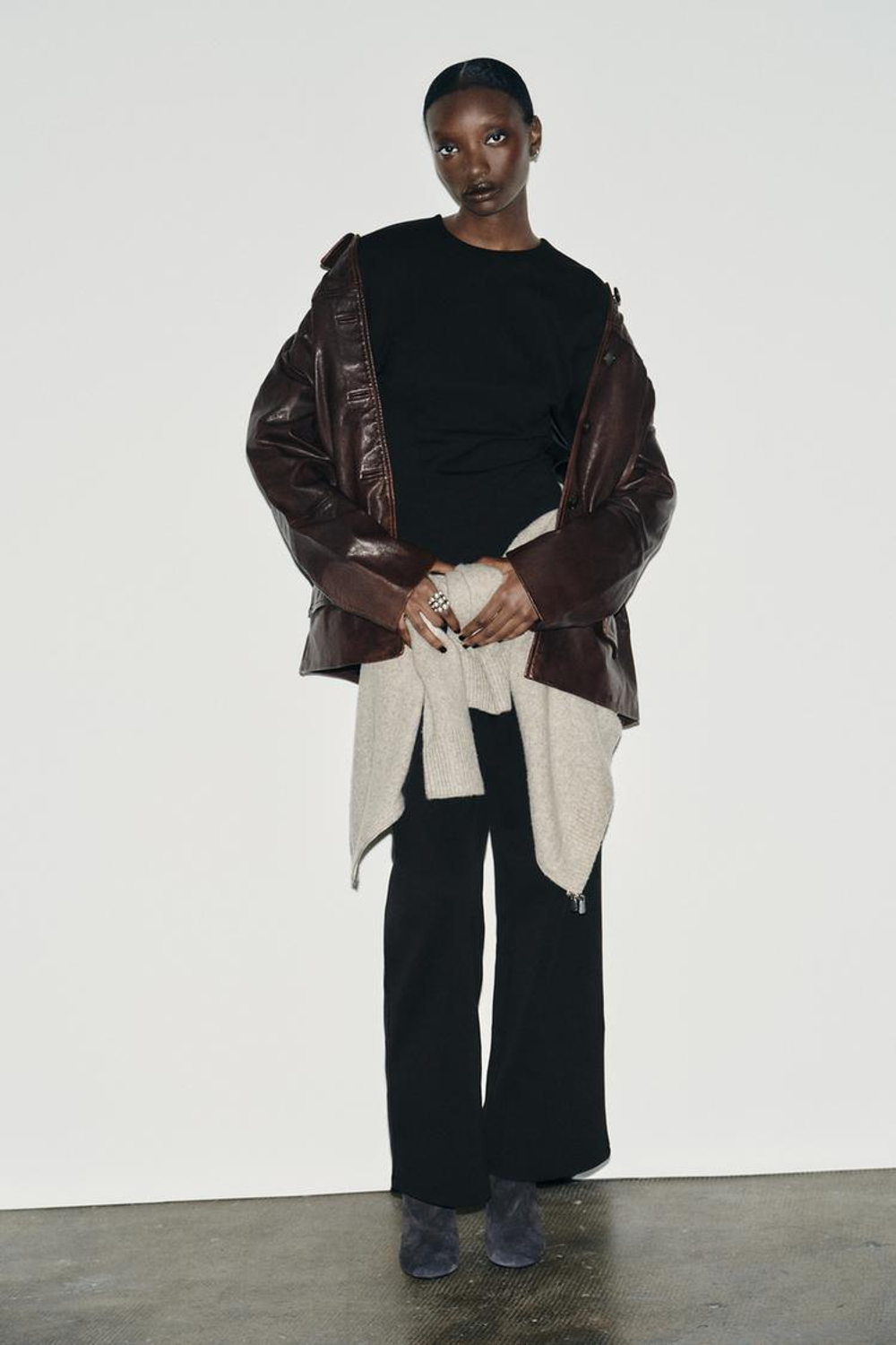 ZARA ТОП ИЗ ИНТЕРЛОКА СО СКЛАДКАМИ, ЧЕРНЫЙ