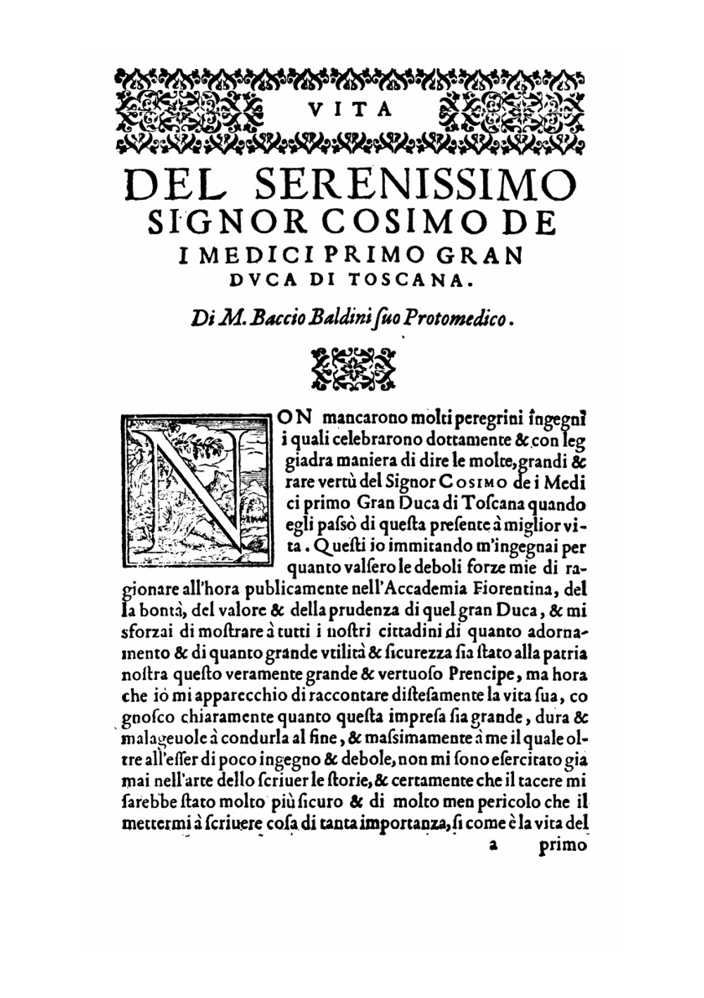 Vita Di Cosimo Medici: Primo Gran Dvca Di Toscana | Baccio Baldini