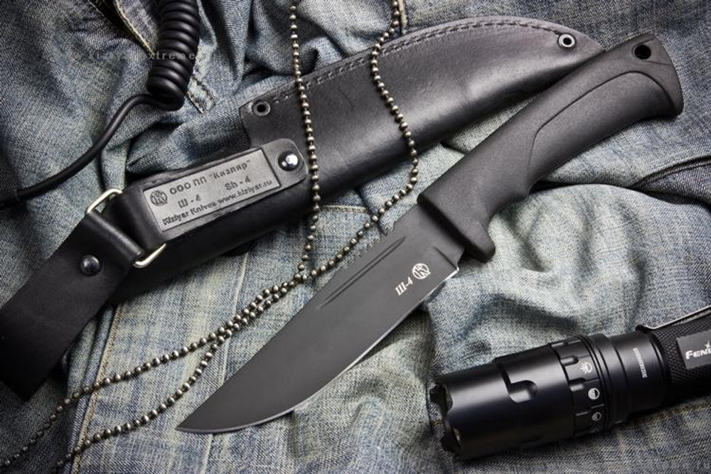 Охотничий нож Ш-4 12с27 Черный Эластрон
