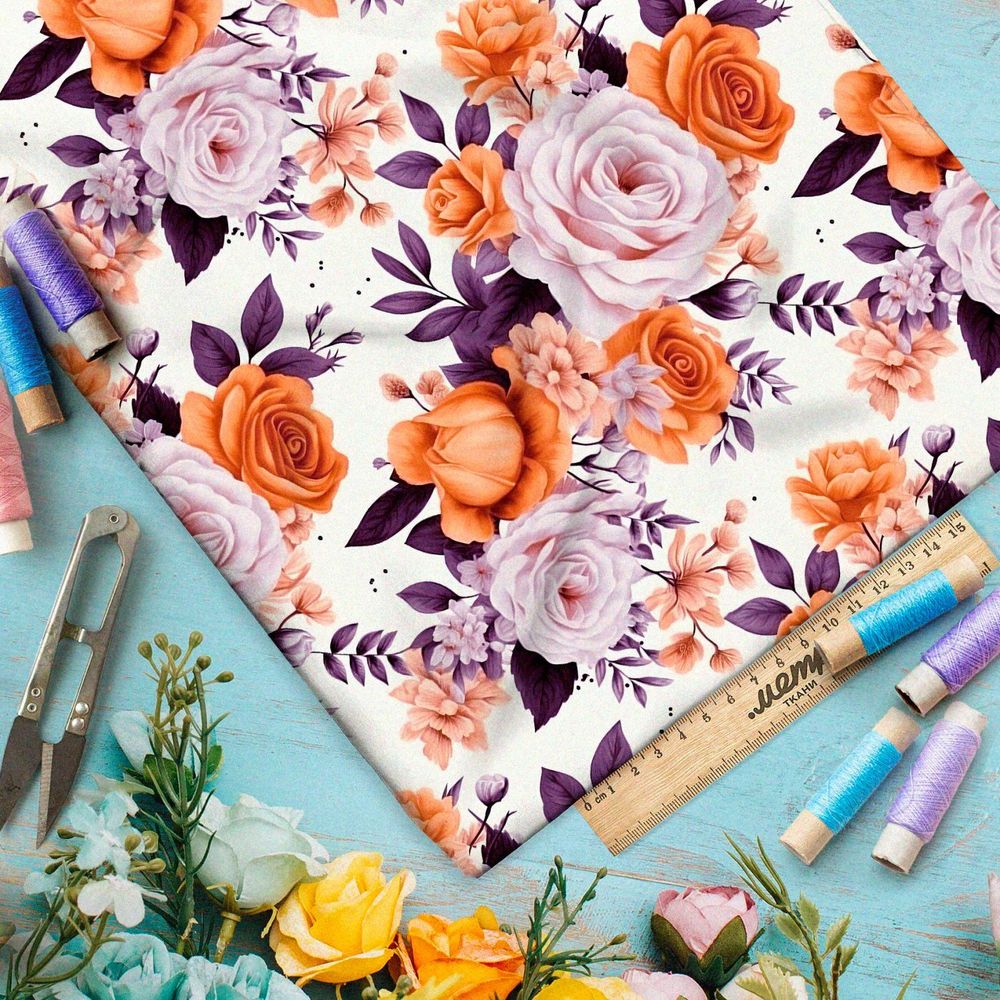 Ткань премиум шифон розовые акценты