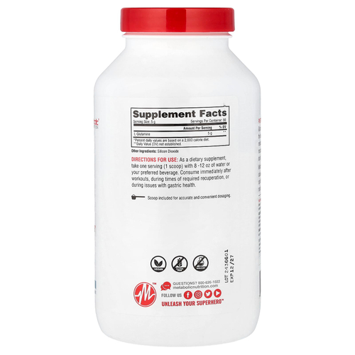 Metabolic Nutrition, L-глютамин, без добавок, 300 г (10,58 унции)