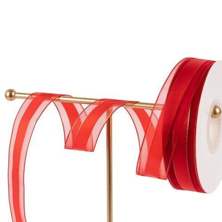 Лента ШИФОН "Люкс" с люрексом 2,5см*18м КРАСНЫЙ