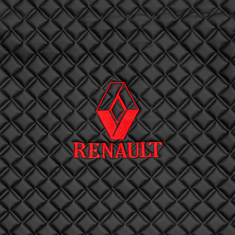 Ковры RENAULT T (автомат) (экокожа, черный, красный кант, красная вышивка)