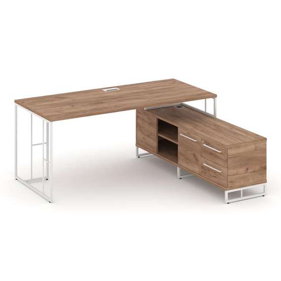 Rift Direct Стол руководителя на опорной тумбой RF.SRT-25 (R) Дуб Табак/Металл Белый/Белый Ручки 178