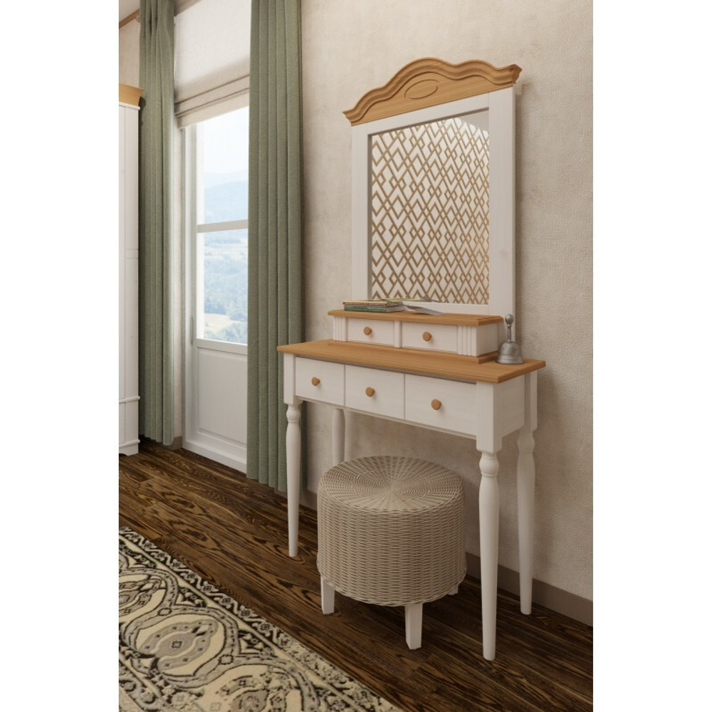 Зеркало Синди белый воск/антик