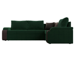Диван угловой Николь правый угол, Зеленый\Коричневый\Коричневый, Велюр\Экокожа, 102973