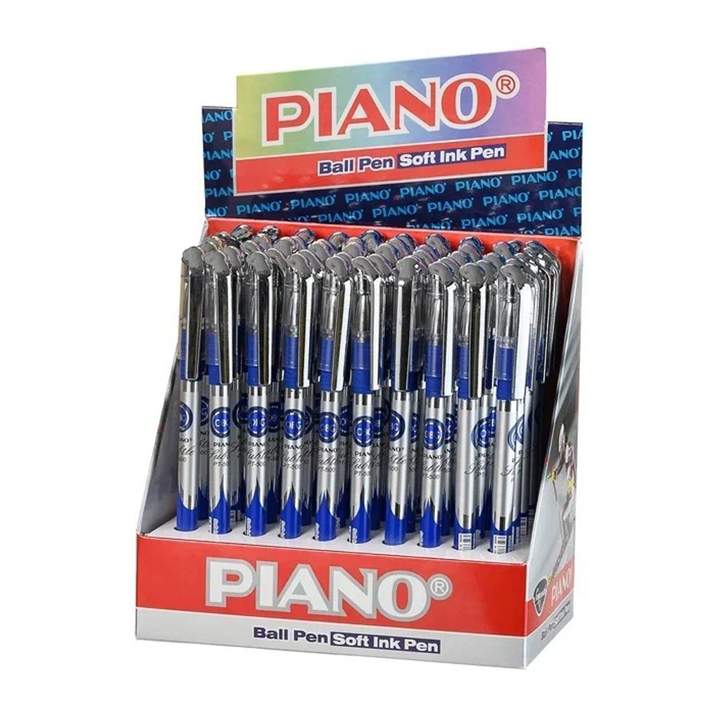 Ручка шариковая, масляная, Piano, синие чернила, серия "Piano Tubtle", прозрачный корпус с рисунком, 50 шт