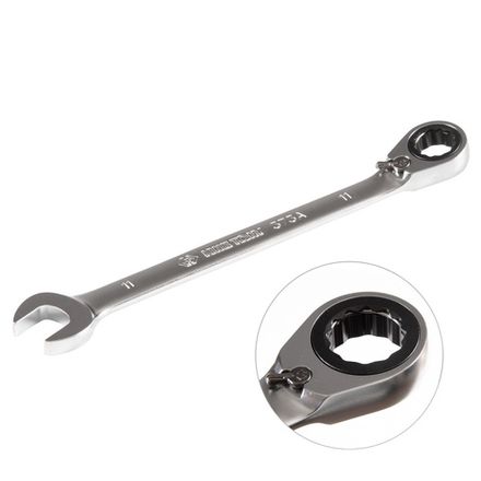 Цена на KING TONY (373A11M) Ключ трещоточный комбинированный с реверсом 11 мм