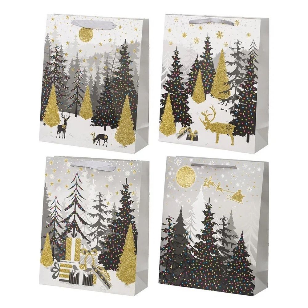 Подарочный пакет Basir, серия &quot;Зима&quot;, глянцевый, цветной с рисунком ассорти, размер 19,5*8*23,5 см