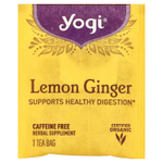 Yogi Tea, лимон и имбирь, без кофеина, 16 чайных пакетиков, 36 г (1,27 унции)