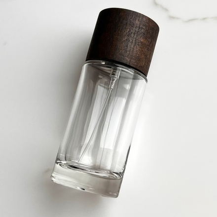 5 КОМПЛЕКТОВ: Флакон FUN 50 ml, колпачок CYLINDER 40, дерево бук цвета черный уголь, спрей самозащелкивающийся с кольцом