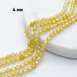 Фианит (кубический цирконий), цвет желтый, размер 4 мм, цена за отрезок 19 см (1/2 нити)