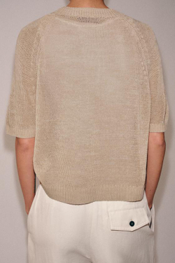 ZARA СВИТЕР С КОРОТКИМИ РУКАВАМИ И ПУГОВИЦАМИ, ПЕСОЧНЫЙ