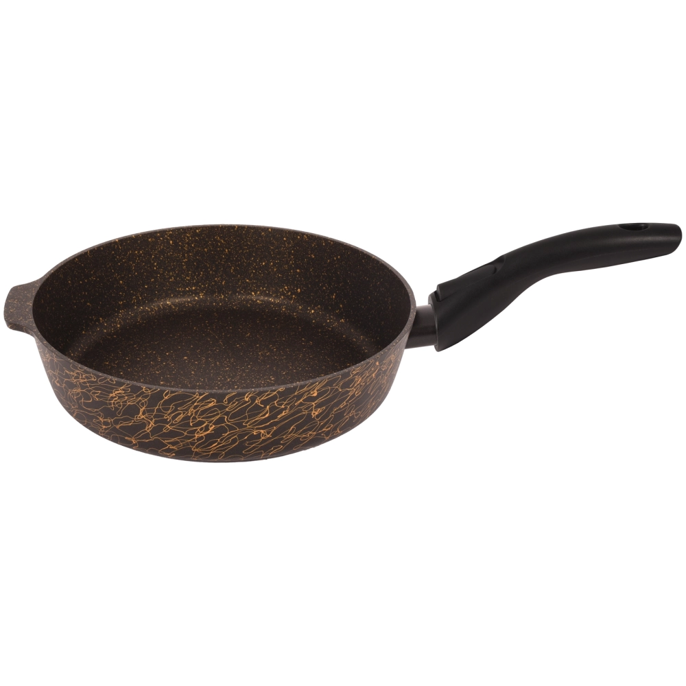 Сковорода глубокая 26см со съемной ручкой и стекл. крышкой «Грация» (черный/золото) сгчз262а