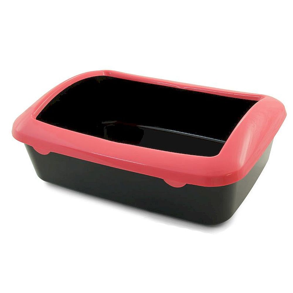 Туалет P547 для кошек прямоугольный с бортом, цвет в ассортименте, 420*300*145мм