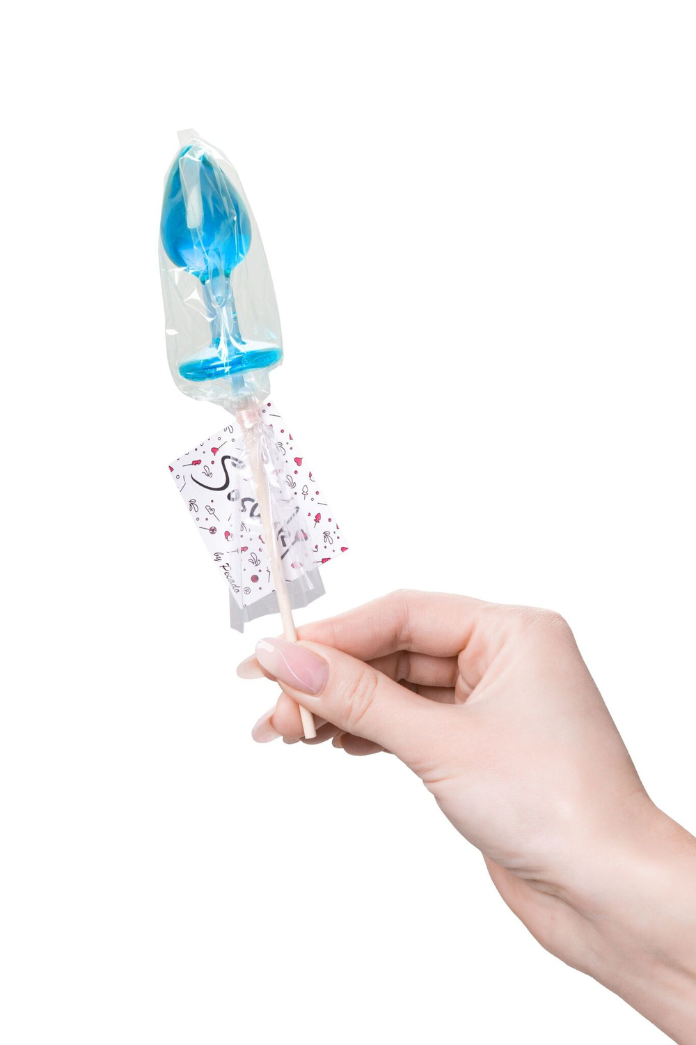 Голубой леденец в форме анальной пробки со вкусом блю кюрасао - 29 гр. (Цвет: голубой)