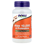 NOW Foods, алоэ 10 000 с пробиотиками, 60 растительных капсул