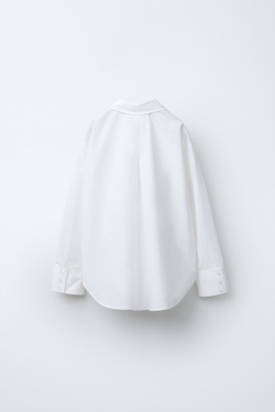 ZARA РУБАШКА ИЗ ПОПЛИНА В КОНТРАСТНЫЙ ЦВЕТОЧЕК, БЕЛЫЙ