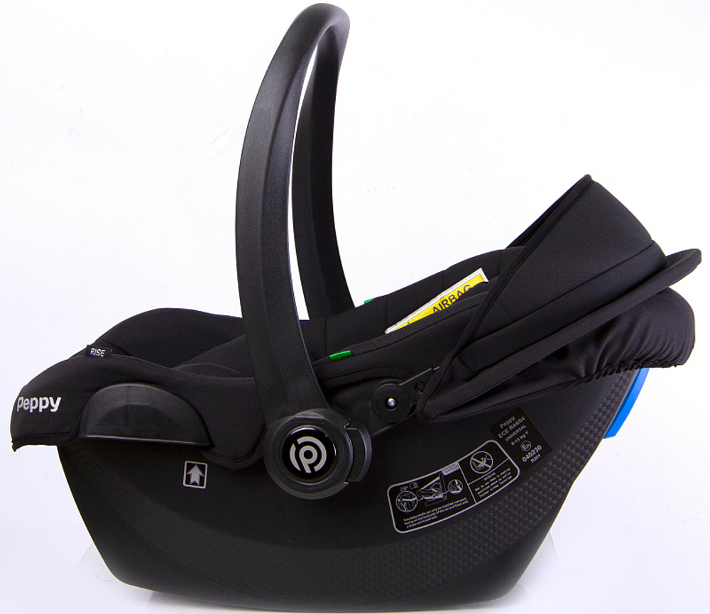 Детская коляска Peppy Monaco 3 в 1 с автокреслом Rise Brilliant black (черный), рама черный глянец