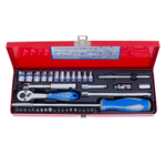 Набор торцевых головок с принадлежностями 1/4", шестигранные, 4-13 мм, 39 предметов KING TONY 2540MR