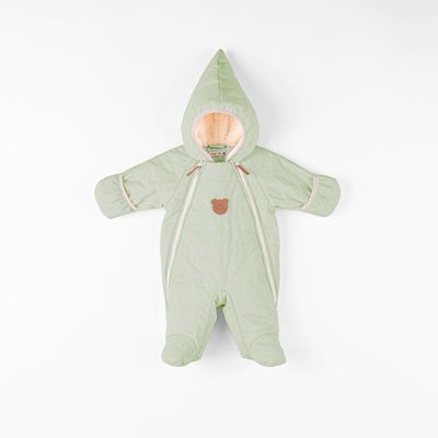 Demi-season puffer jumpsuit 0-3 months - Desert Sage