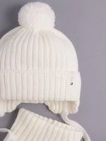 Шапка осенняя детская на завязках и снуд