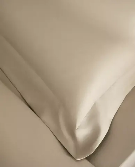ZARA HOME НАВОЛОЧКА ИЗ ПЛОТНОГО САТИНА, БЕЖЕВЫЙ