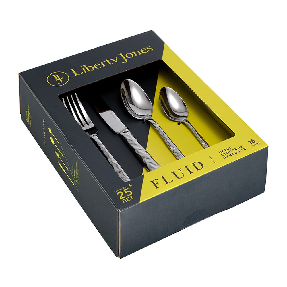 Набор столовых приборов Fluid, серебристые, 16 пред.