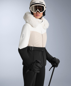 Oysho Водонепроницаемая куртка Primaloft® SKI с цветными блоками, супероблегающая, черный