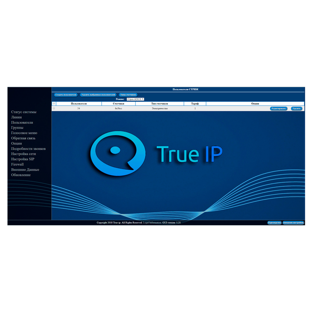 SIP Server программное обеспечение True IP