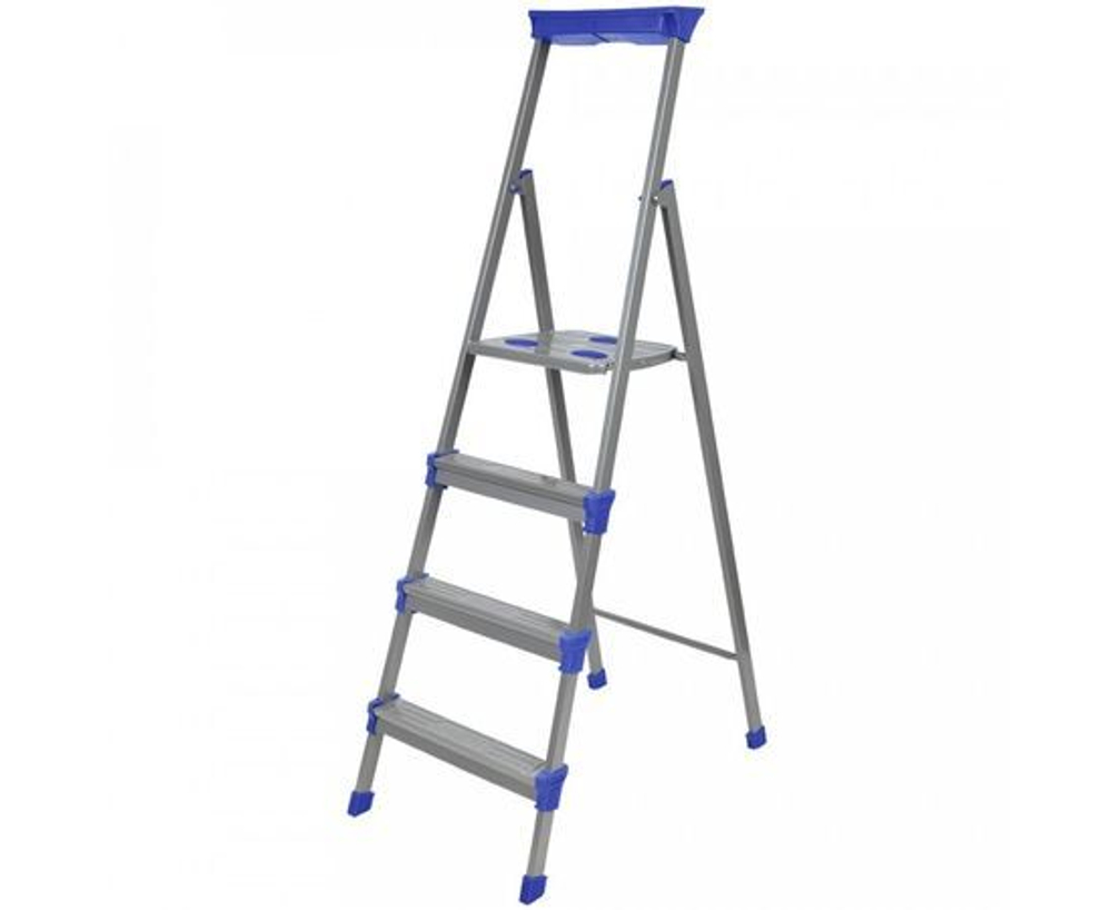 Стремянка 4 ступени металлическая, с лотком для инструментов НИКА
