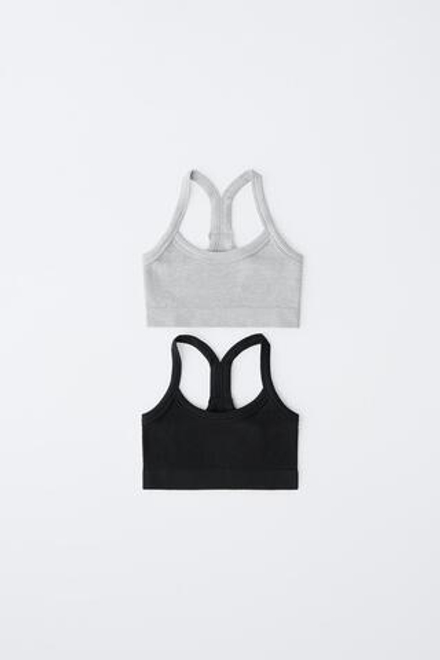 ZARA НАБОР ИЗ ДВУХ БЕСШОВНЫХ ТОПОВ, ЧЕРНЫЙ