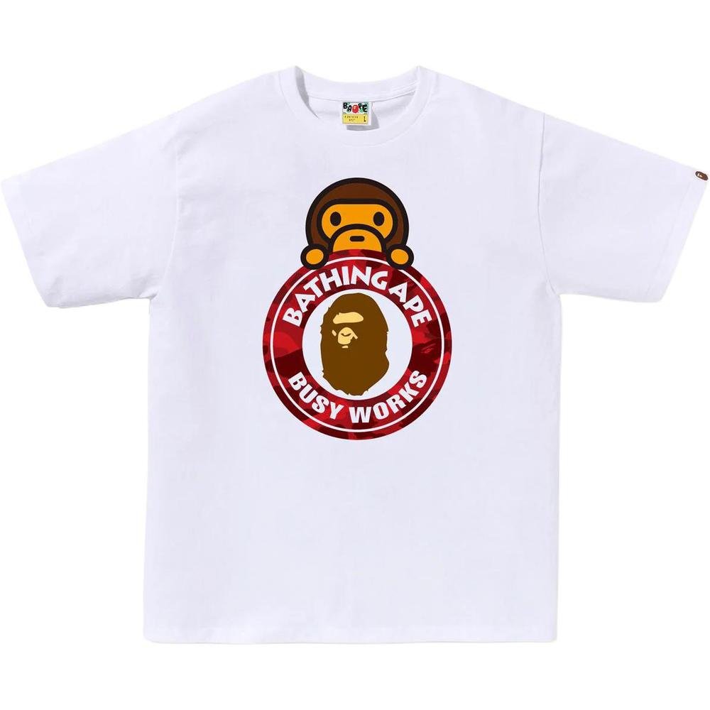 A Bathing Ape Bathing Ape Футболка Cotton Drop Shoulder Sleeve Summer 0zxtemx00710q белый красный