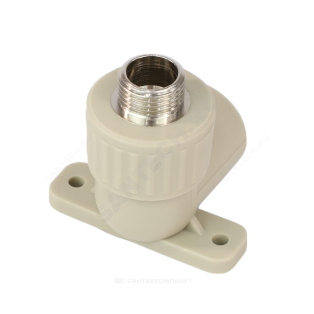 Угольник PP-R комбинированный серый Дн 20х1/2" НР с креплением VALFEX 10121020Г