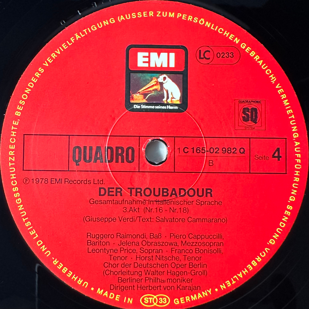 Верди - Трубадур 3LP (Германия 1978г.)