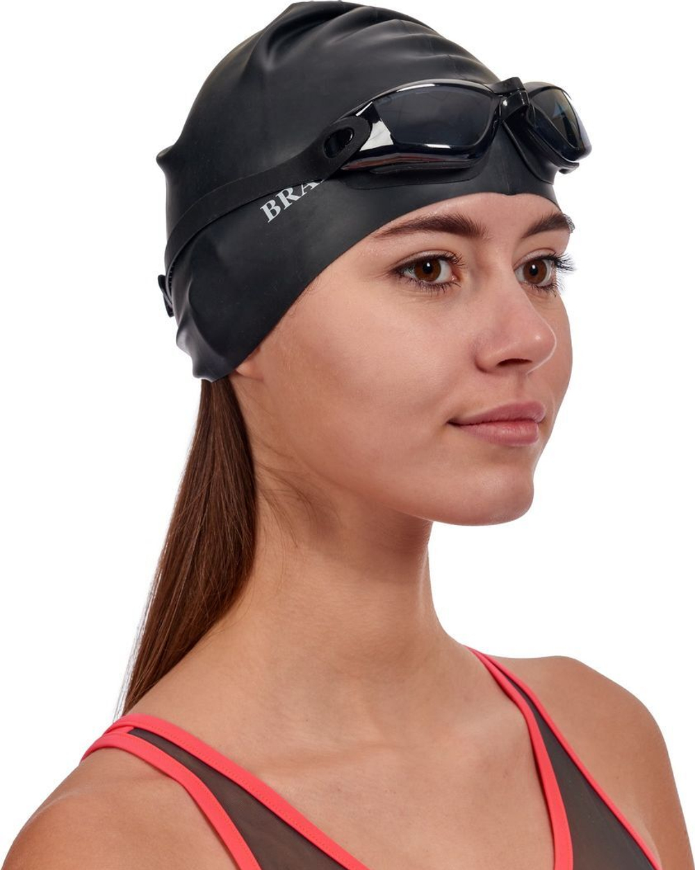 Очки для плавания, серия "Комфорт+", черные, цвет линзы - прозрачный