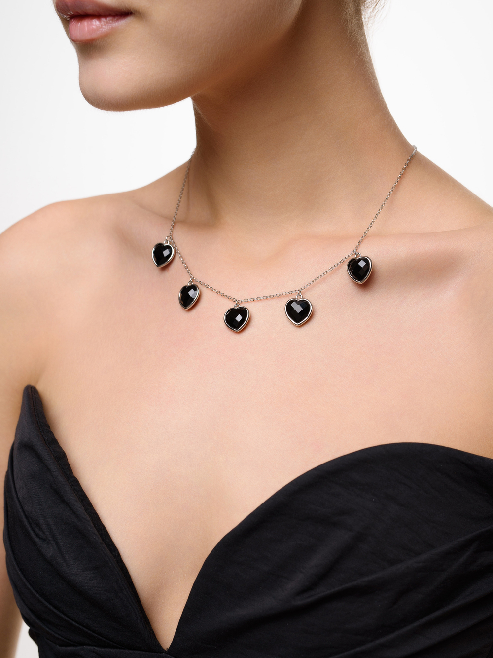 Чокер "Amour" с черным агатом Silver