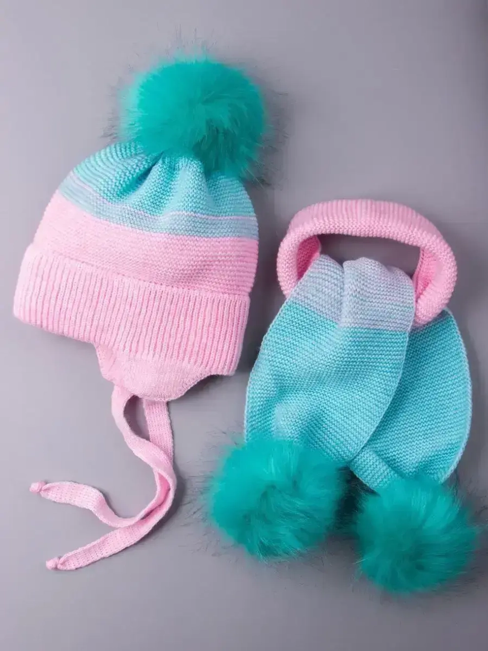 Шапка детская зимняя вязаная и шарф