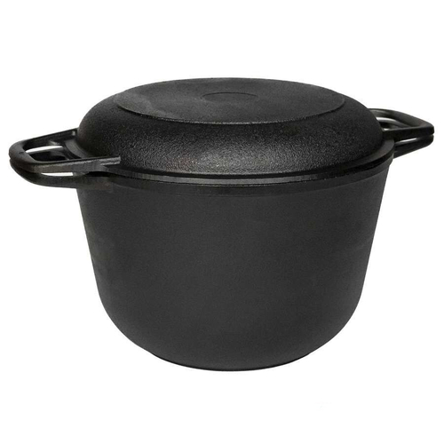 Кастрюля чугунная с крышкой-сковородой чугунной, 6л, 24см, ТМ ГАРДАРИКА