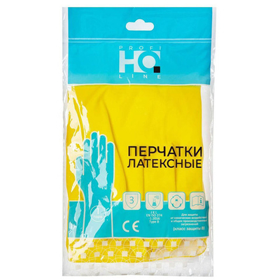 Перчатки латексные 55г HQ Profiline размер L желтые 1/50