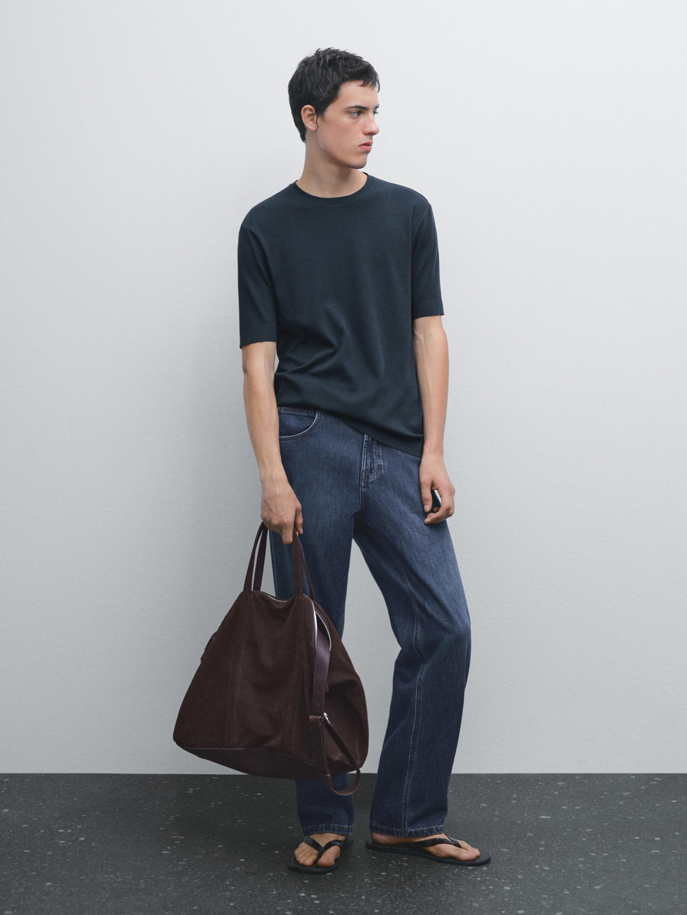 Massimo Dutti Футболка из 100% хлопка, темно-синий