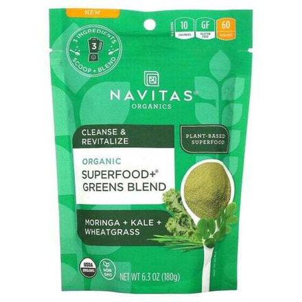 Суперфуды Navitas Organics, Органический суперпродукт + смесь зелени, моринга, капуста + ростки пшеницы, 180 г (6,3 унции)