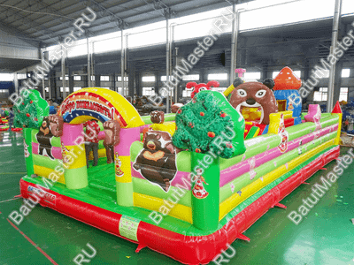 Детский надувной батут-горка "Маша и медведи" 16*10 м