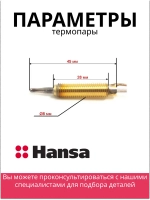 Термопара духовки 1200мм для газовой плиты 8040861 (8009419) Hansa