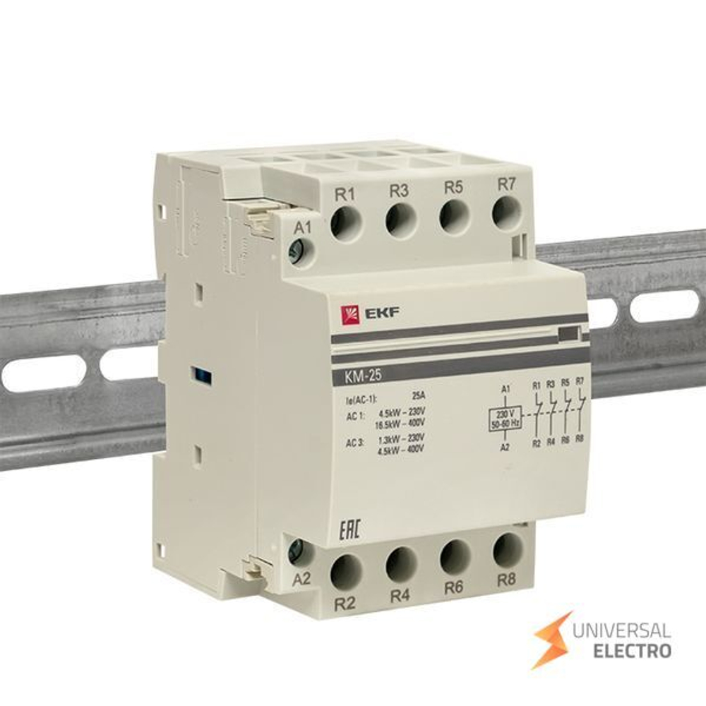 Контактор модульный КМ 25А 4NC (3 мод,) EKF PROxima