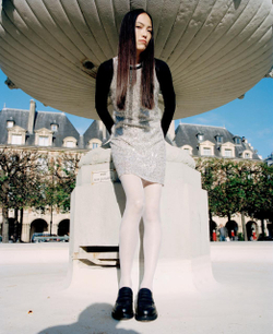 Платье-майка из серебряных пайеток